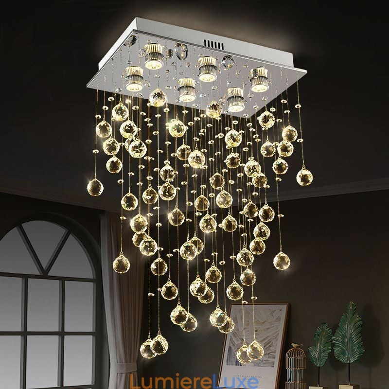 Lustre en cristal moderne à encastrer au plafond