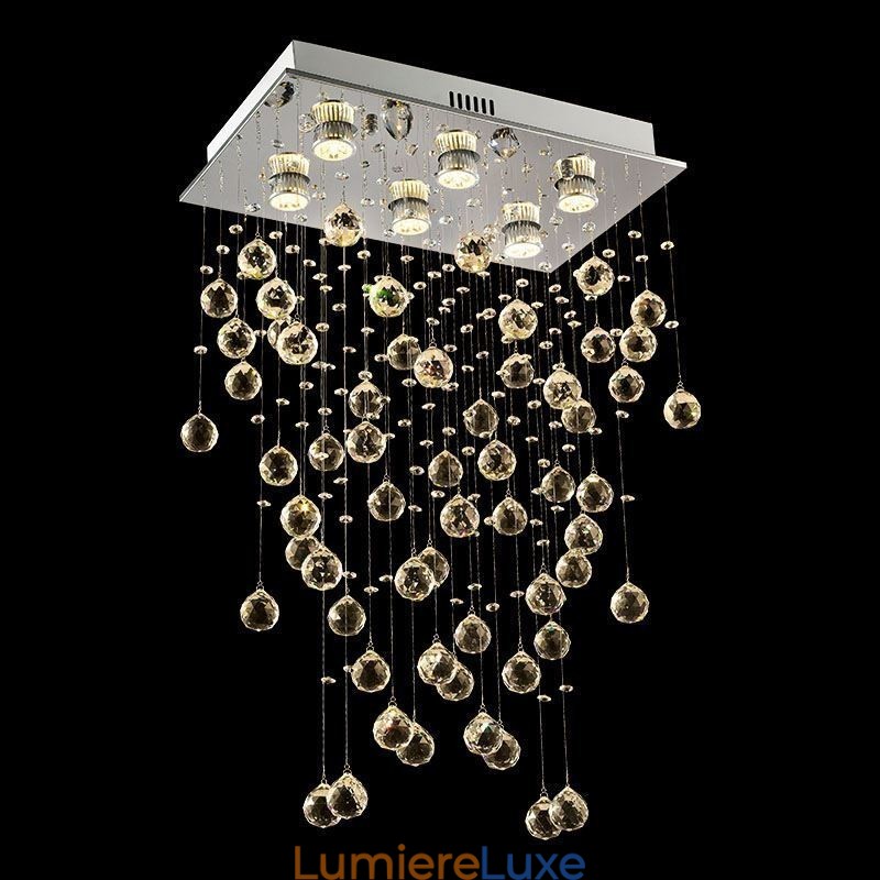 Lustre en cristal moderne à encastrer au plafond