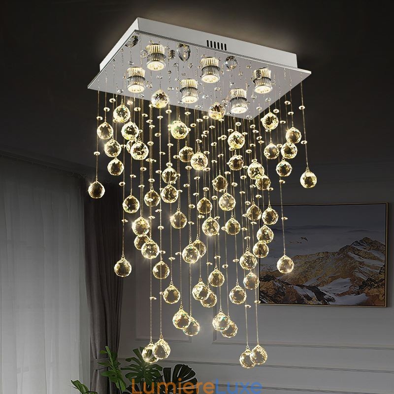 Lustre en cristal moderne à encastrer au plafond