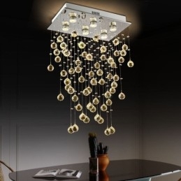 Lustre en cristal moderne à encastrer au plafond