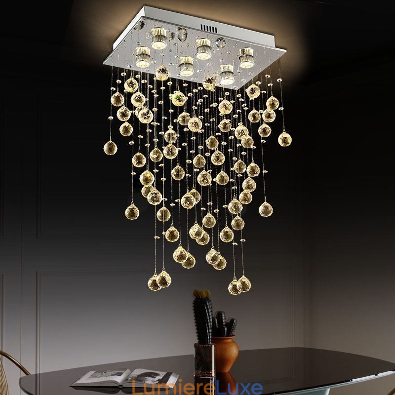 Lustre en cristal moderne à encastrer au plafond