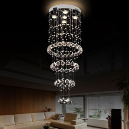 Lustre en cristal contemporain élégant pour escalier duplex