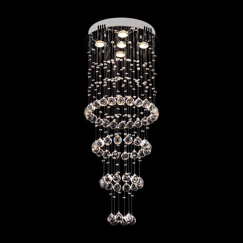 Lustre en cristal contemporain élégant pour escalier duplex