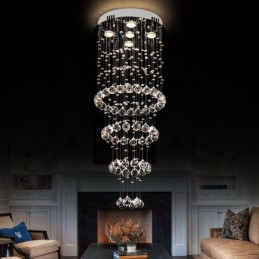 Lustre en cristal contemporain élégant pour escalier duplex
