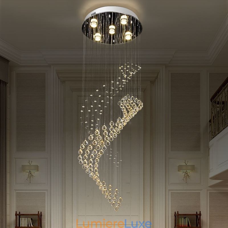 Lustre en cristal élégant avec plafonnier en forme de goutte d'eau pour le hall d'entrée