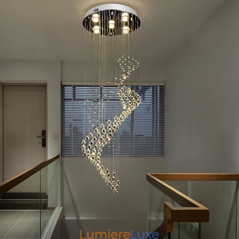 Lustre en cristal élégant avec plafonnier en forme de goutte d'eau pour le hall d'entrée