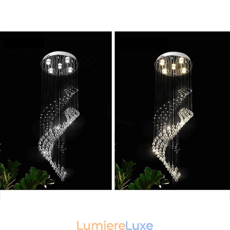 Lustre en cristal élégant avec plafonnier en forme de goutte d'eau pour le hall d'entrée
