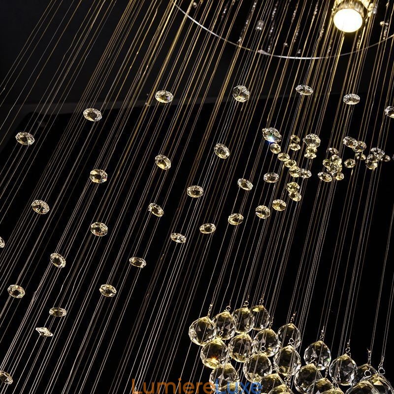 Lustre en cristal élégant avec plafonnier en forme de goutte d'eau pour le hall d'entrée