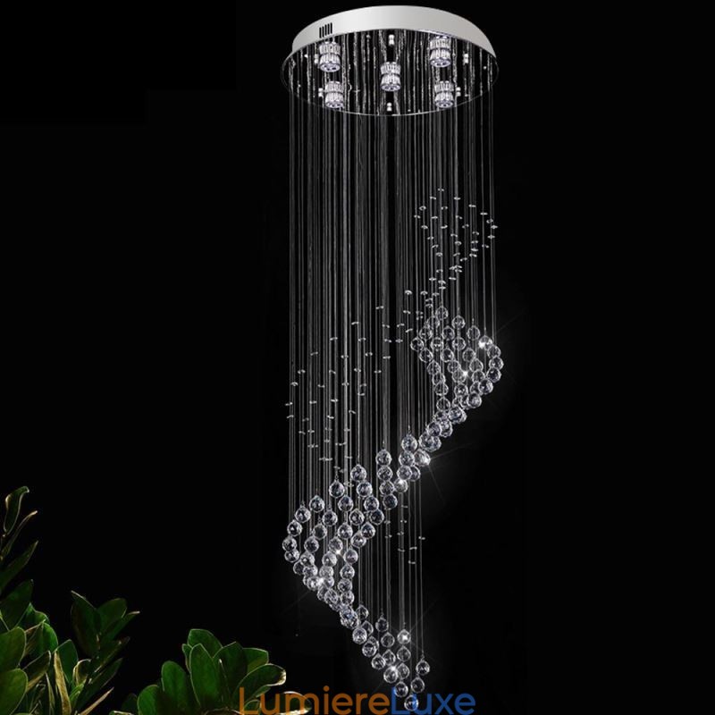 Lustre en cristal élégant avec plafonnier en forme de goutte d'eau pour le hall d'entrée