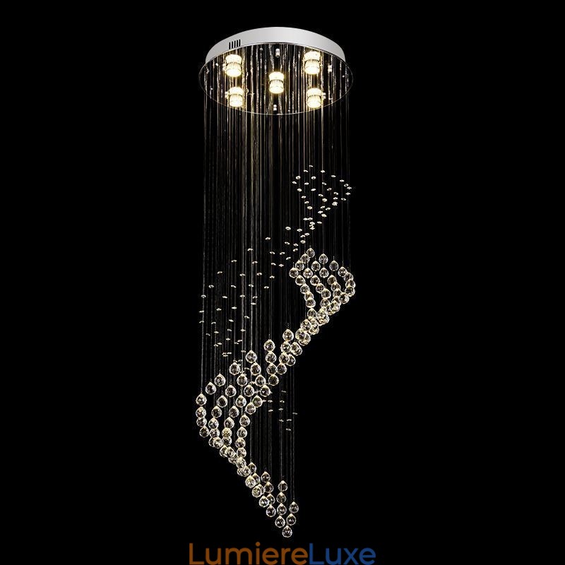 Lustre en cristal élégant avec plafonnier en forme de goutte d'eau pour le hall d'entrée