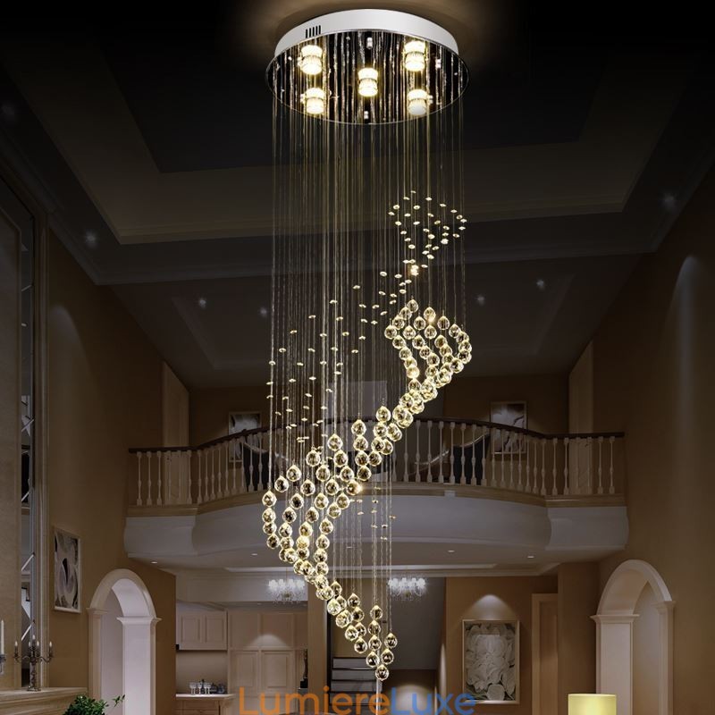 Lustre en cristal élégant avec plafonnier en forme de goutte d'eau pour le hall d'entrée