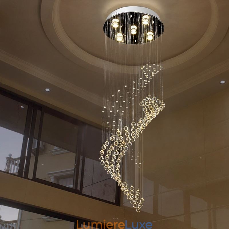 Lustre en cristal élégant avec plafonnier en forme de goutte d'eau pour le hall d'entrée