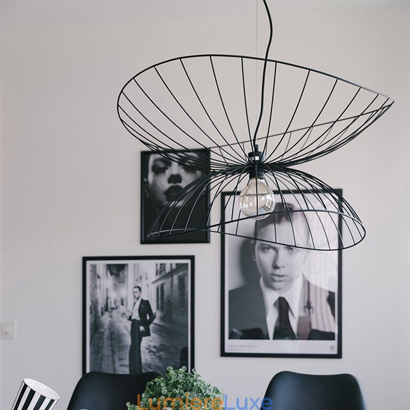 Lustre moderne à chapeau, décoration minimaliste, suspension à 1 lumière