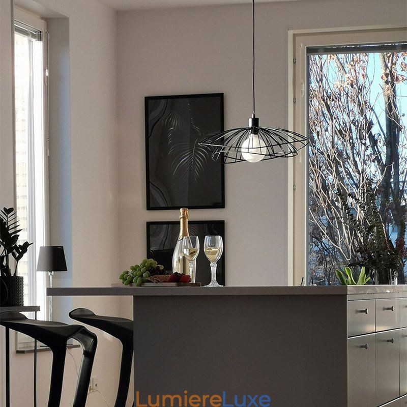 Lustre moderne à chapeau, décoration minimaliste, suspension à 1 lumière