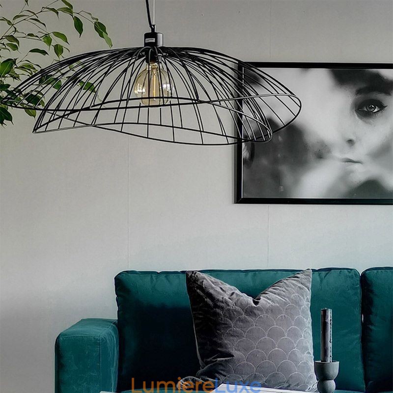 Lustre moderne à chapeau, décoration minimaliste, suspension à 1 lumière