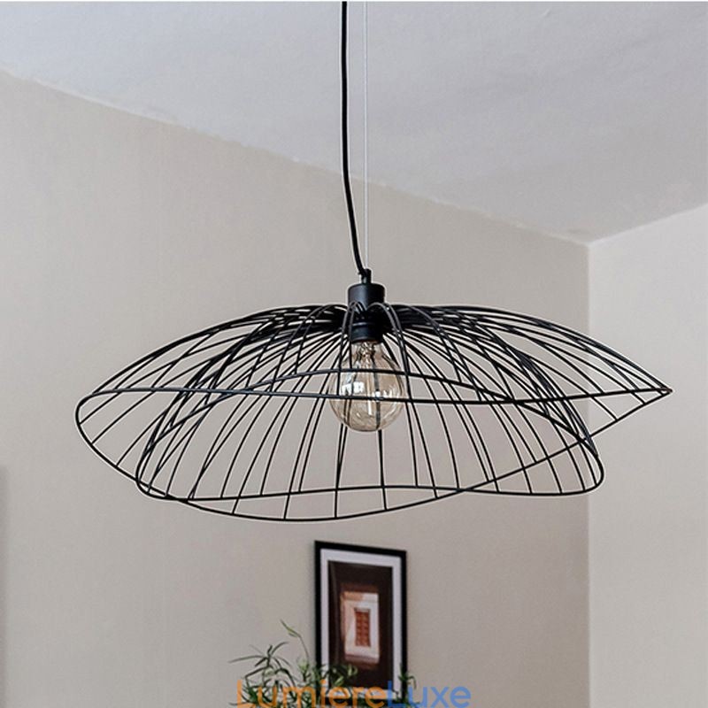 Lustre moderne à chapeau, décoration minimaliste, suspension à 1 lumière