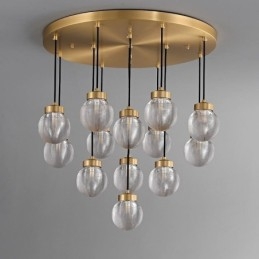Suspension américaine en forme de grappe, plafonnier luxueux en forme de boule de verre