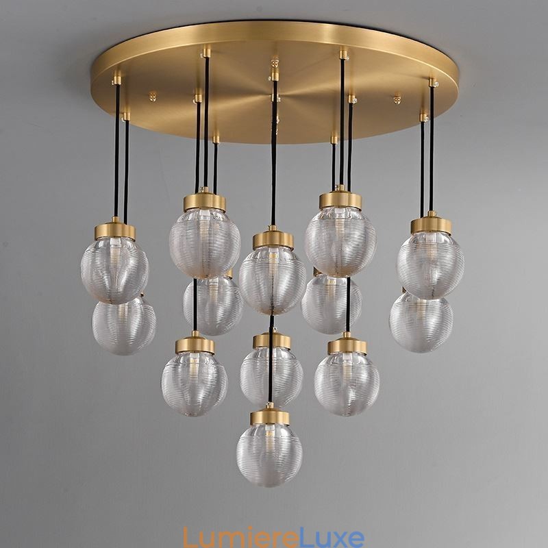 Suspension américaine en forme de grappe, plafonnier luxueux en forme de boule de verre