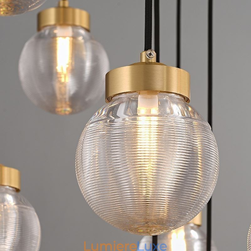 Suspension américaine en forme de grappe, plafonnier luxueux en forme de boule de verre