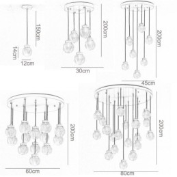 Suspension américaine en forme de grappe, plafonnier luxueux en forme de boule de verre