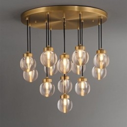 Suspension américaine en forme de grappe, plafonnier luxueux en forme de boule de verre