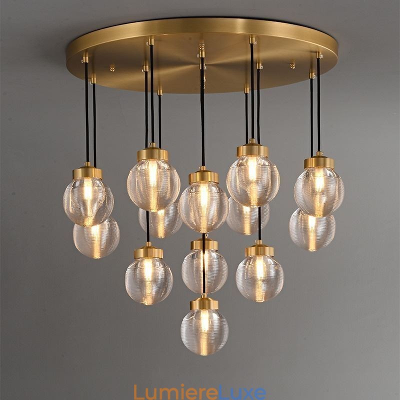 Suspension américaine en forme de grappe, plafonnier luxueux en forme de boule de verre