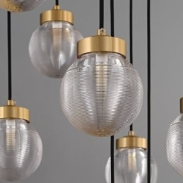Suspension américaine en forme de grappe, plafonnier luxueux en forme de boule de verre