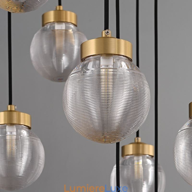 Suspension américaine en forme de grappe, plafonnier luxueux en forme de boule de verre