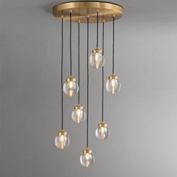 Suspension américaine en forme de grappe, plafonnier luxueux en forme de boule de verre