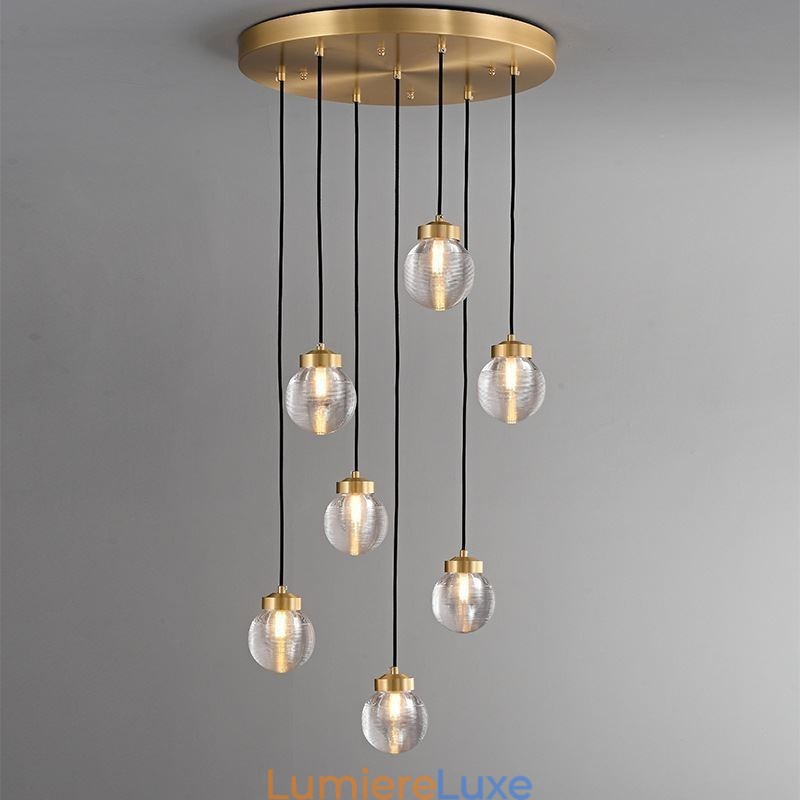 Suspension américaine en forme de grappe, plafonnier luxueux en forme de boule de verre