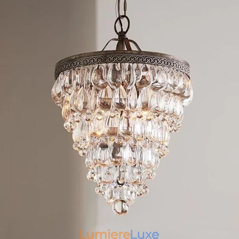 Plafonnier rond en cristal américain de style rétro