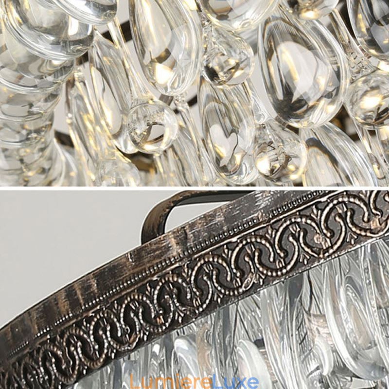 Plafonnier rond en cristal américain de style rétro