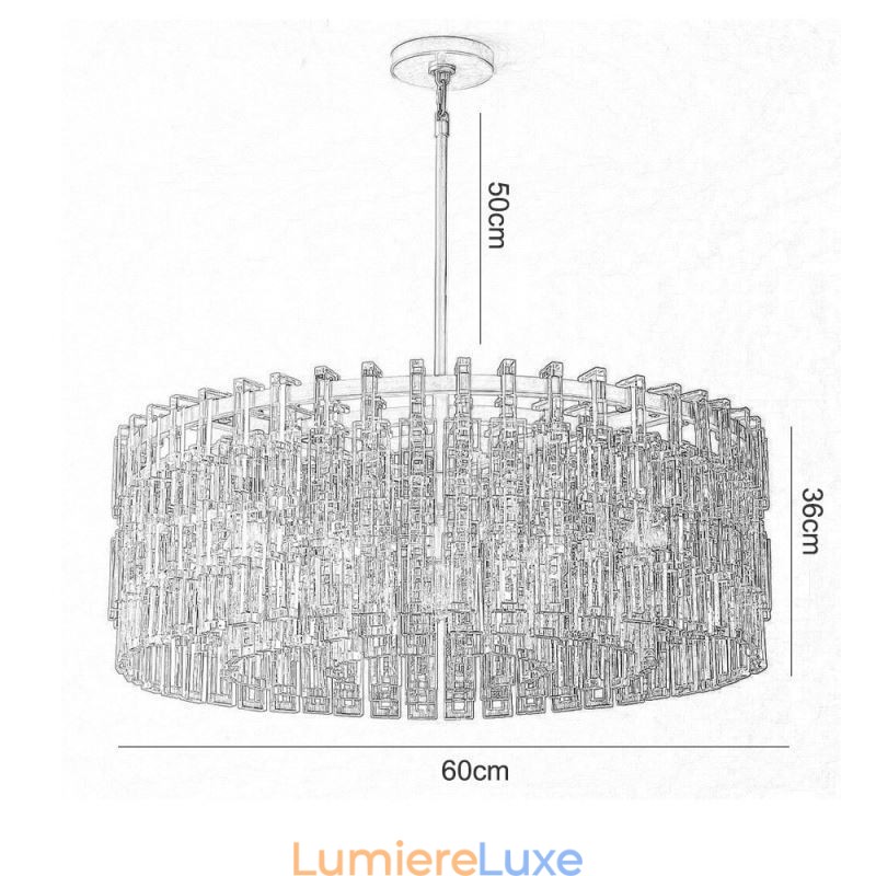 Plafonnier américain de luxe en cristal, 60 cm