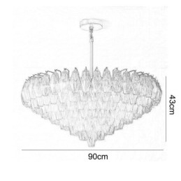 Suspension américaine en verre ambré transparent 90 cm 14 lumières