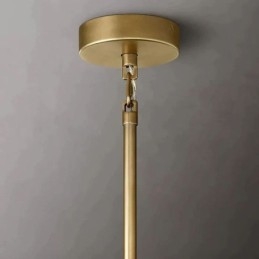Suspension américaine en verre ambré transparent 90 cm 14 lumières