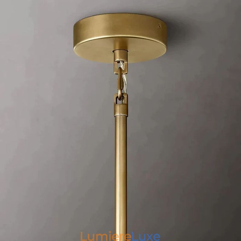 Suspension américaine en verre ambré transparent 90 cm 14 lumières