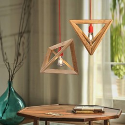 Lustre en bois nordique pour café, vêtements, lustre décoratif rétro créatif en chêne