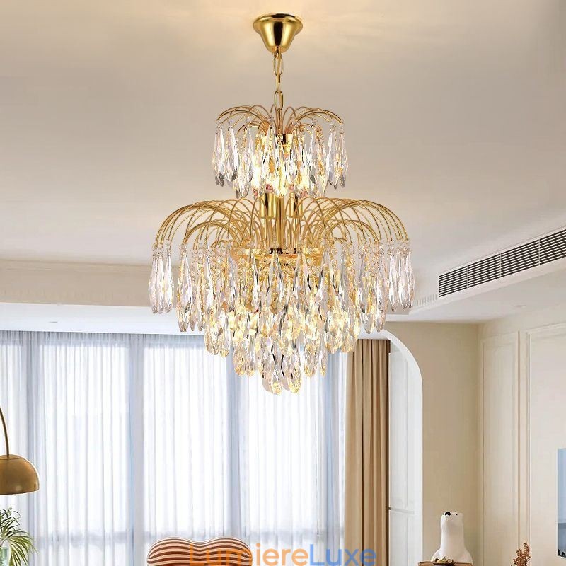 Suspension en cristal Plafonnier décoratif contemporain duplex