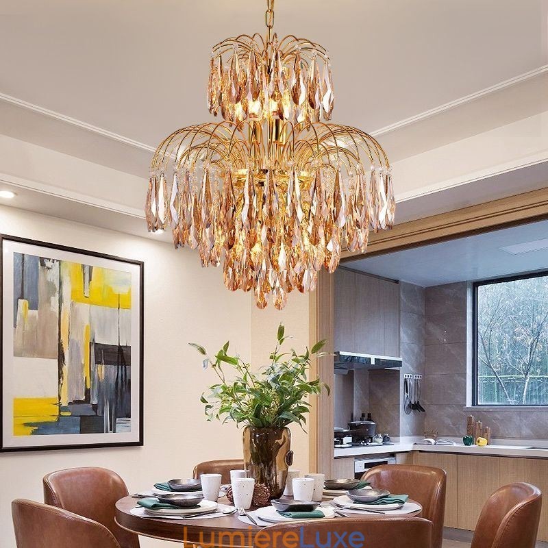 Suspension en cristal Plafonnier décoratif contemporain duplex