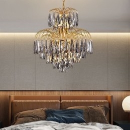 Suspension en cristal Plafonnier décoratif contemporain duplex