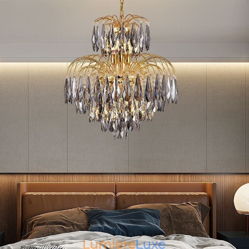 Suspension en cristal Plafonnier décoratif contemporain duplex