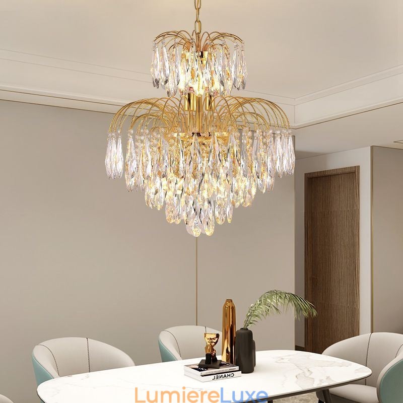 Suspension en cristal Plafonnier décoratif contemporain duplex