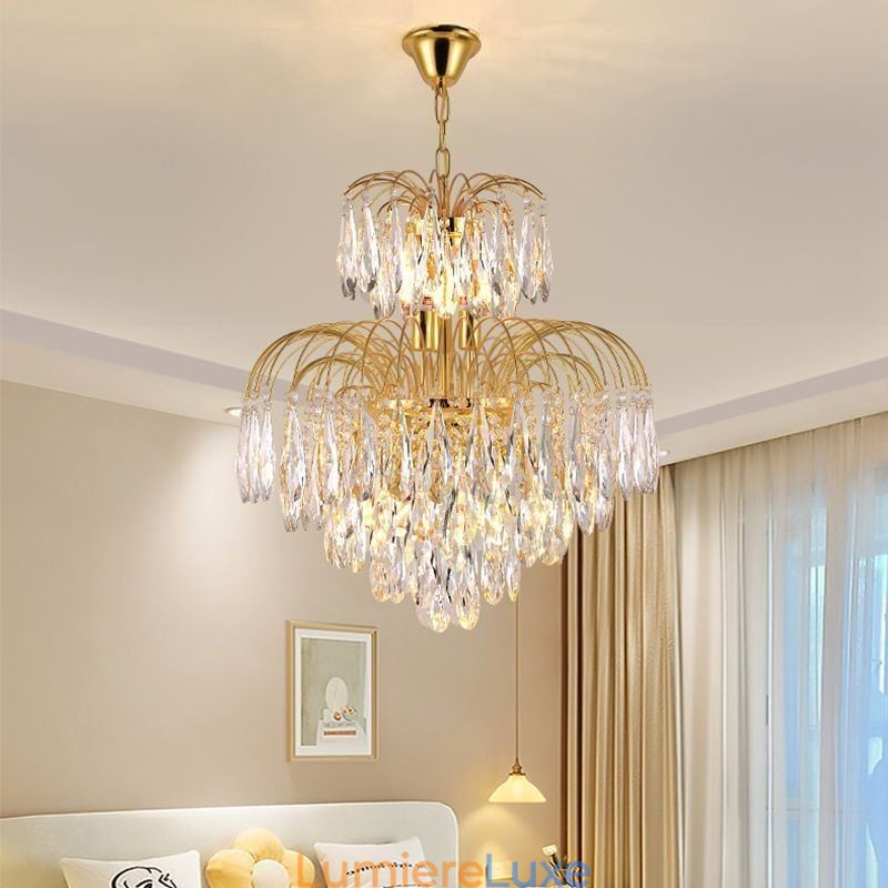 Suspension en cristal Plafonnier décoratif contemporain duplex