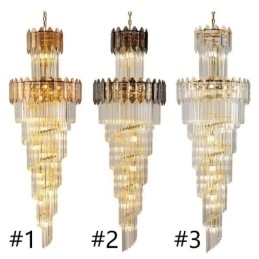 Suspension conique en cristal, plafonnier décoratif duplex de luxe