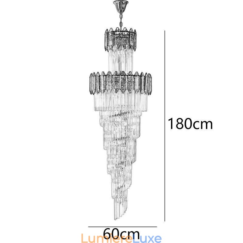 Suspension conique en cristal, plafonnier décoratif duplex de luxe