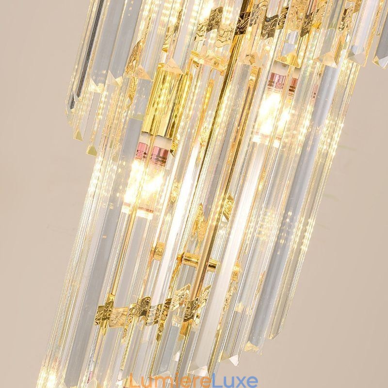 Suspension conique en cristal, plafonnier décoratif duplex de luxe