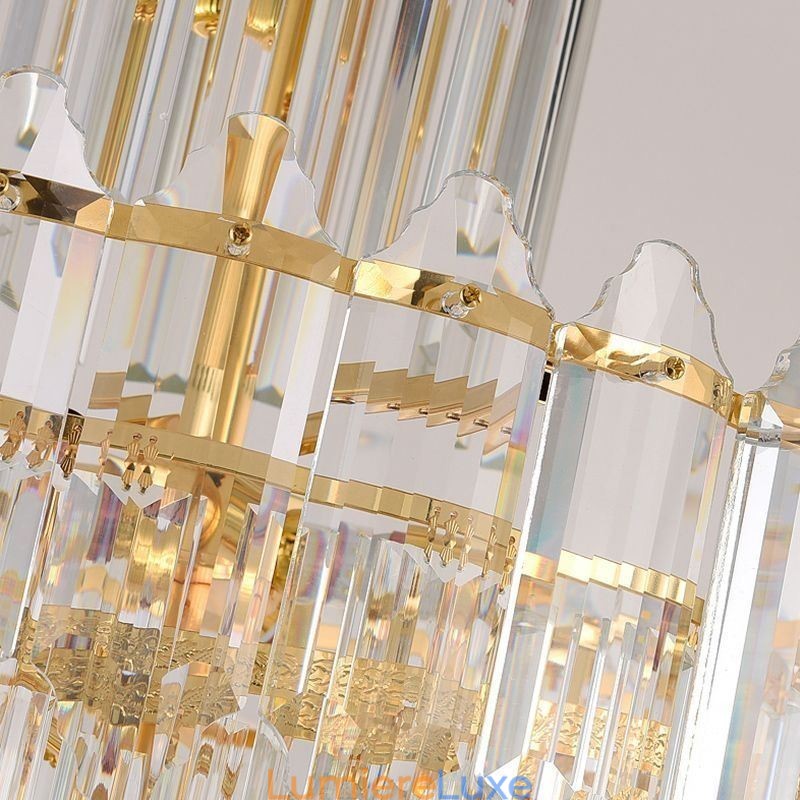 Suspension conique en cristal, plafonnier décoratif duplex de luxe