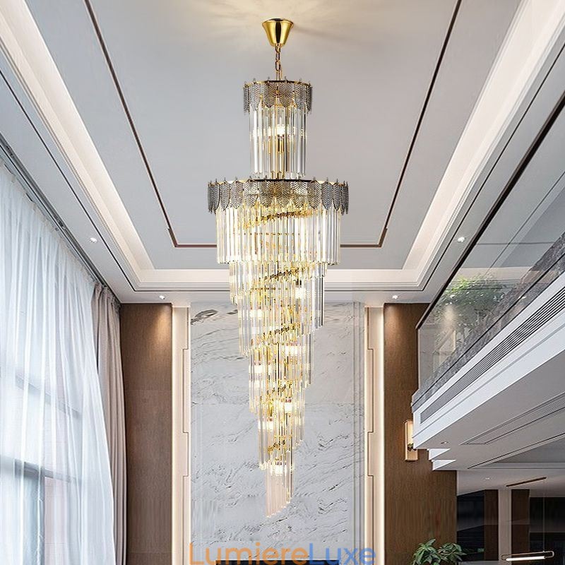 Suspension conique en cristal Plafonnier décoratif duplex
