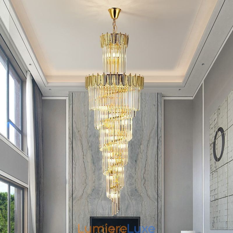 Suspension conique en cristal Plafonnier décoratif duplex