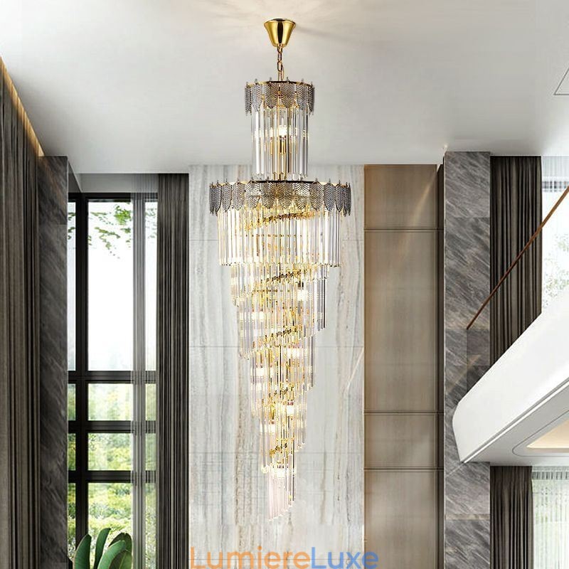 Suspension conique en cristal Plafonnier décoratif duplex